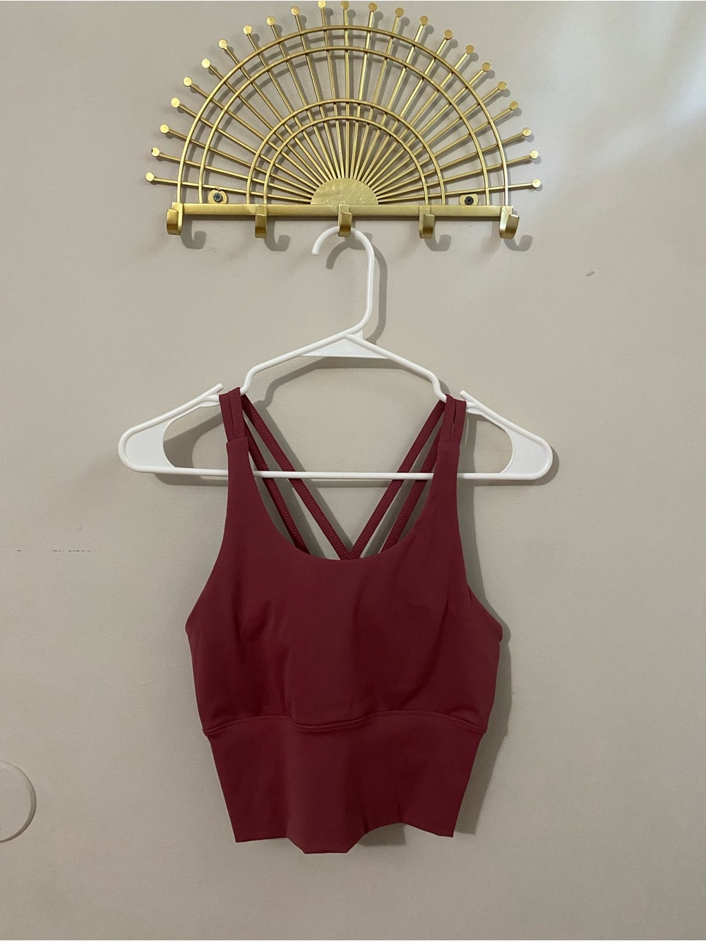 Burgundy Strappy Crop Sports Bra Top
